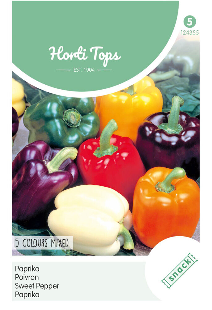 Hortitops Paprika Capsicum annuum 5 Kleuren - Groentezaden Hortitops Paprika Capsicum annuum 5 Kleuren - Groentezaden