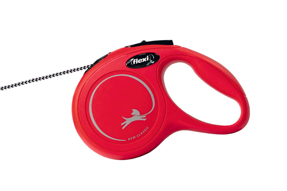 Flexi New Classic Koord - Rollijn - Hondenriem - rood - XS - 300 cm