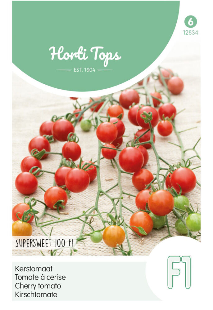 Hortitops Kerstomaat Solanum lycopersicum L. (syn L. esculentum) Super Sweet 100 F1 - Fruitzaden Hortitops Kerstomaat Solanum lycopersicum L. (syn L. esculentum) Super Sweet 100 F1 - Fruitzaden