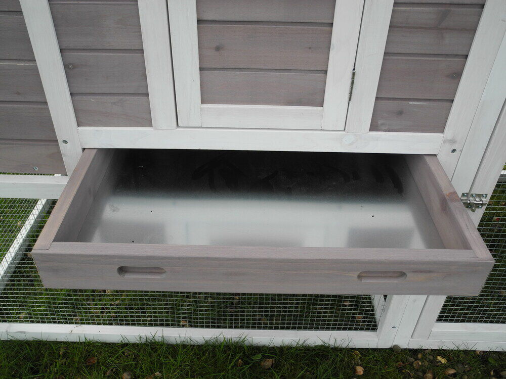 Meribel - Kippenhok met ren - Grijs/ white wash - 190x79x129 cm