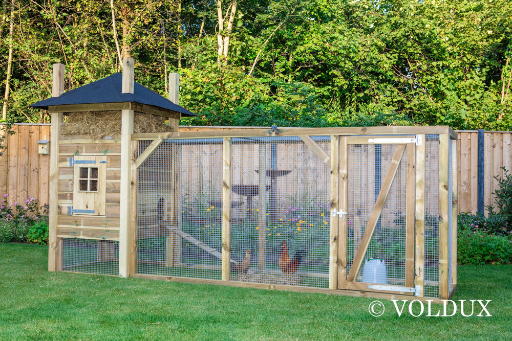 Voldux Hooiberg Fem XL - Kippenhok met ren - 225.00 cm - Naturel - 411.00 cm - 125.00 cm