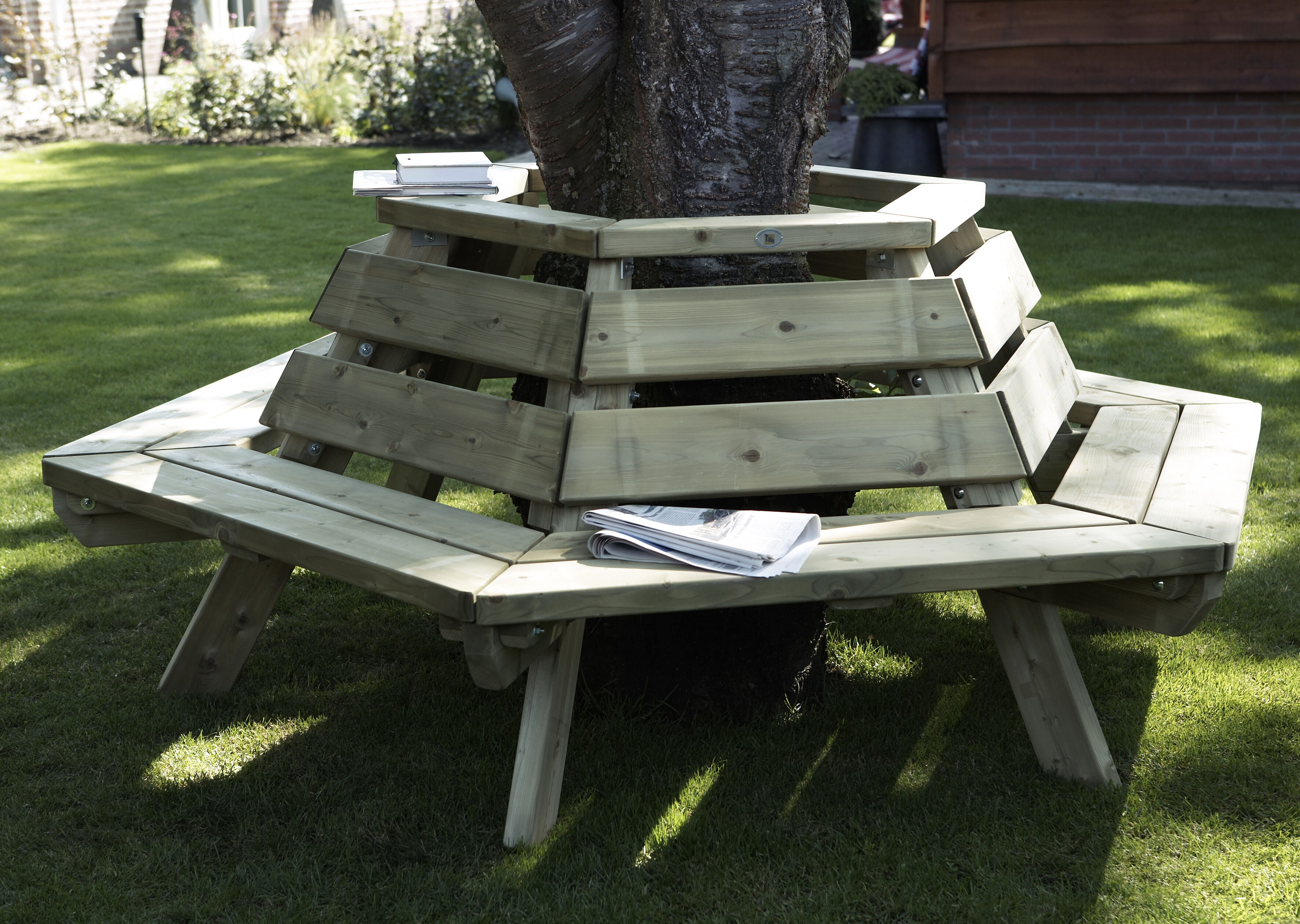 Talen Buitenmeubelen - Boombank - Bruin - 98x225x225 cm