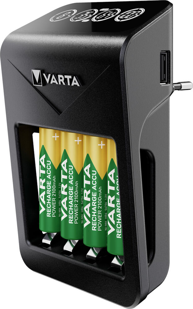 VARTA LCD Lader incl. AA Batterij 4 stuks - Batterij oplader