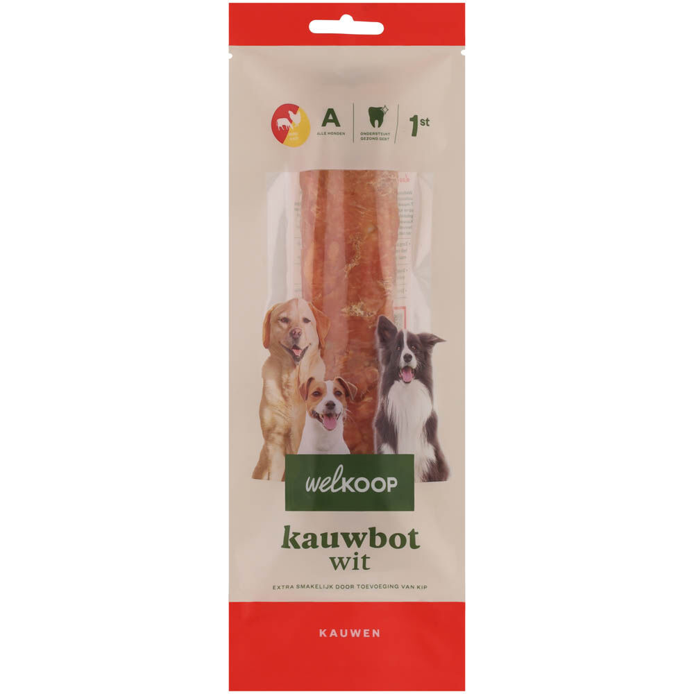 Welkoop - Kauwbot Wit - Extra Kipsmaak - 32.50 cm - 11.00 cm - kip, rund - 20.00 cm