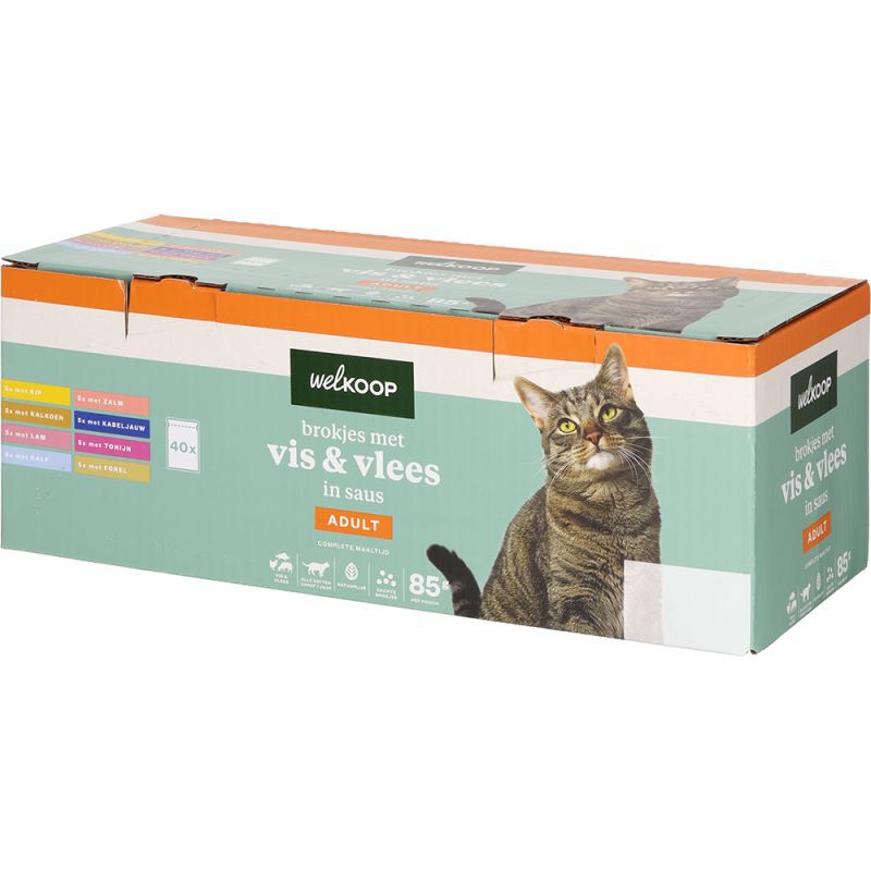 Welkoop Pouch Brokjes in Saus - Kattenvoer - 40x85 gram - 150 - vis
