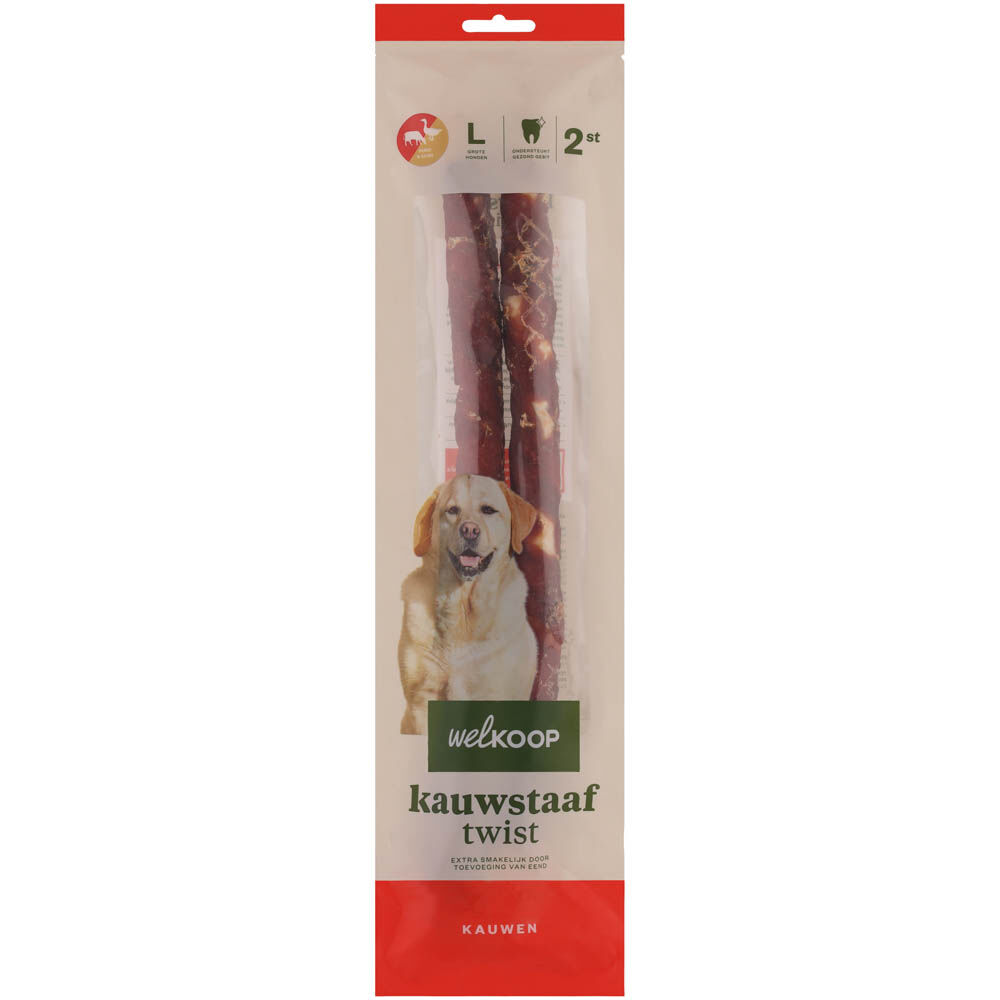 Welkoop - Kauwstaaf Twist - Extra Eendsmaak - 50.00 cm - 100.00 - 12.10 cm - rund - L - 3.50 cm
