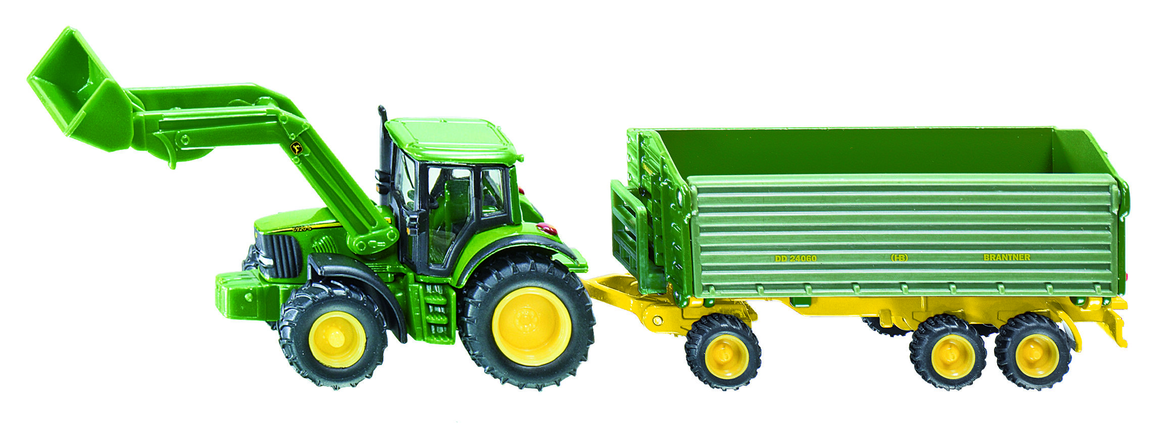 Siku John Deere met Voorlader en trailler - Tractor Siku John Deere met Voorlader en trailler - Tractor