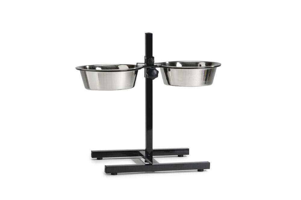Beeztees - hondenstandaard - 2 RVS bakken - Zwart - 20 cm - 20 Beeztees - hondenstandaard - 2 RVS bakken - Zwart - 20 cm - 20
