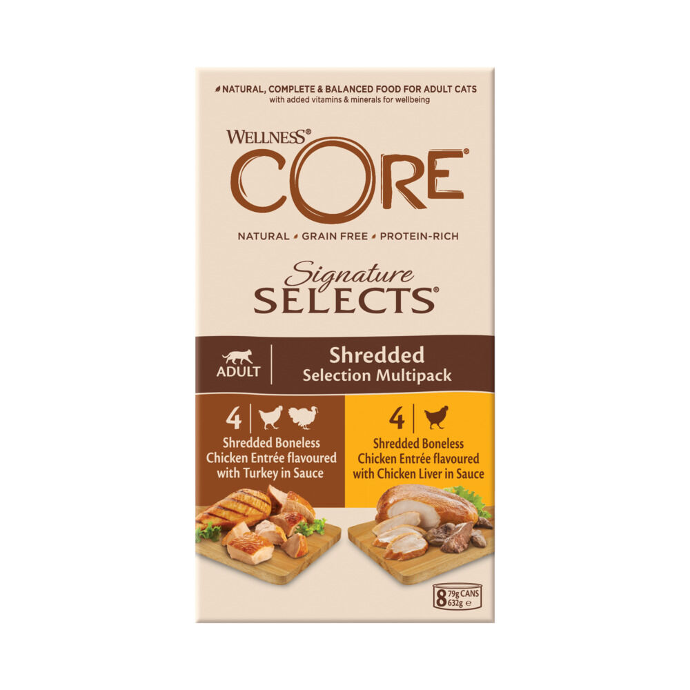 Wellness Core Signature Selects - Kattenvoer - 8x85 gram - Kip - Lever - 680 gram