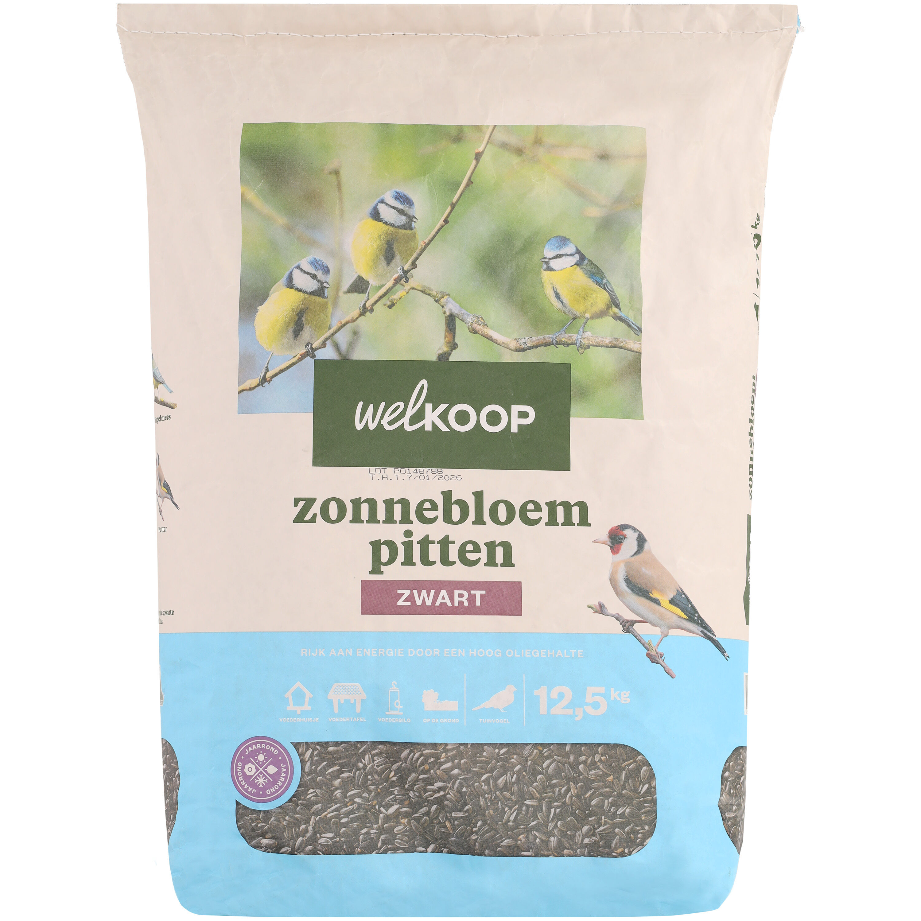 Welkoop - Zwarte Zonnebloempitten - Tuinvogelvoer - 12.5 Welkoop - Zwarte Zonnebloempitten - Tuinvogelvoer - 12.5