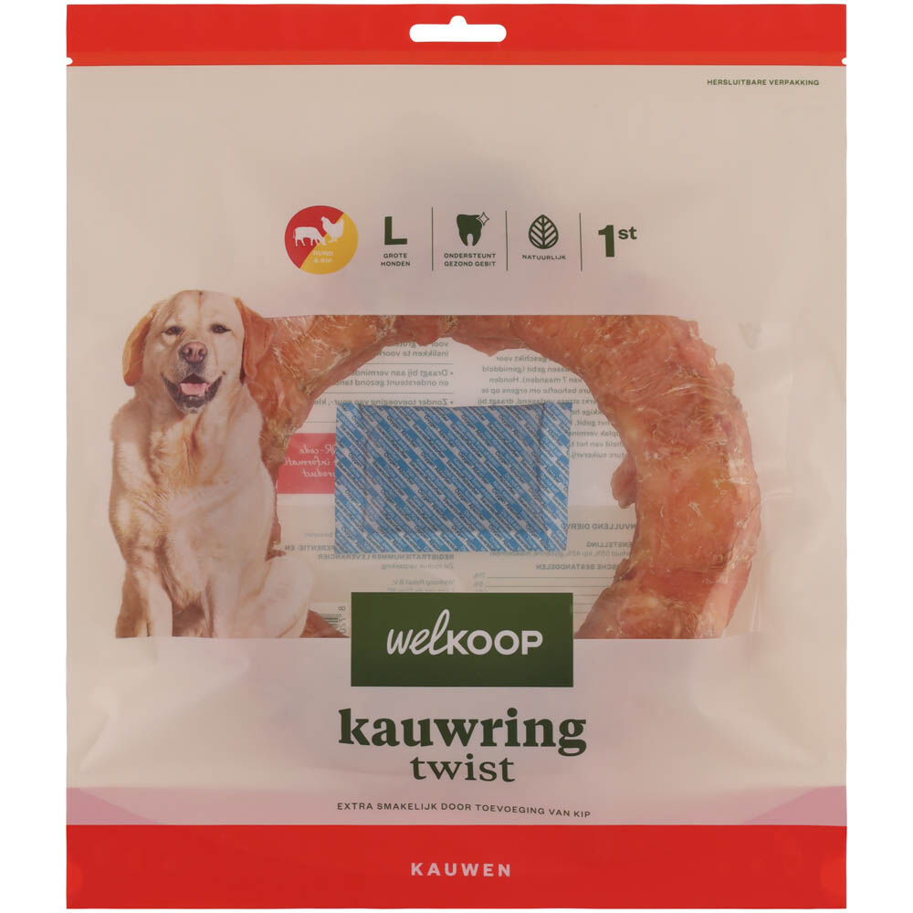 Welkoop - Kauwring Twist - Extra Kipsmaak - 32.60 cm - 27.80 cm - kip, rund - 6.00 cm