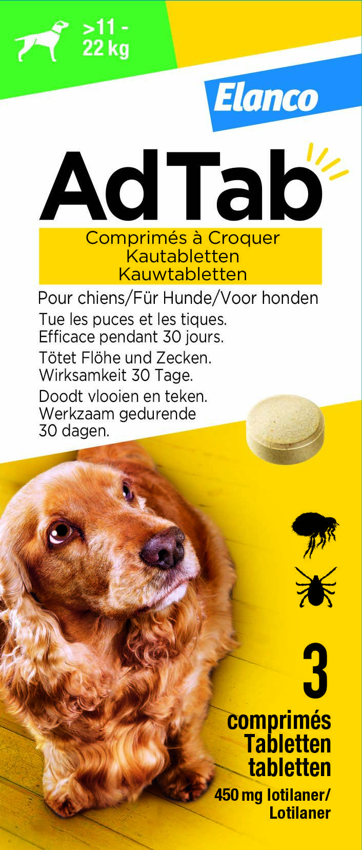AdTab Kauwtablet - Anti Vlooien en teken - Hond - M AdTab Kauwtablet - Anti Vlooien en teken - Hond - M