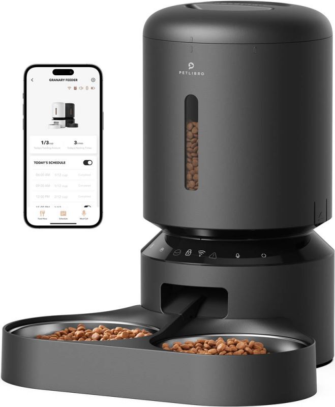 PETLIBRO Granary Duo met wifi - Automatische voerbak - Zwart - 19x34x19 cm PETLIBRO Granary Duo met wifi - Automatische voerbak - Zwart - 19x34x19 cm
