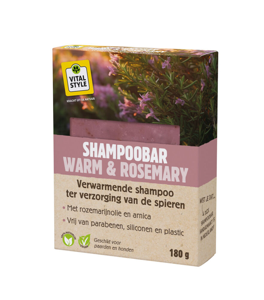 VITALstyle Shampoobar Warm & Rosemary - Paardenshampoo - 11.00 cm - 180.00 - Roze - 8.00 cm - 2.50 cm