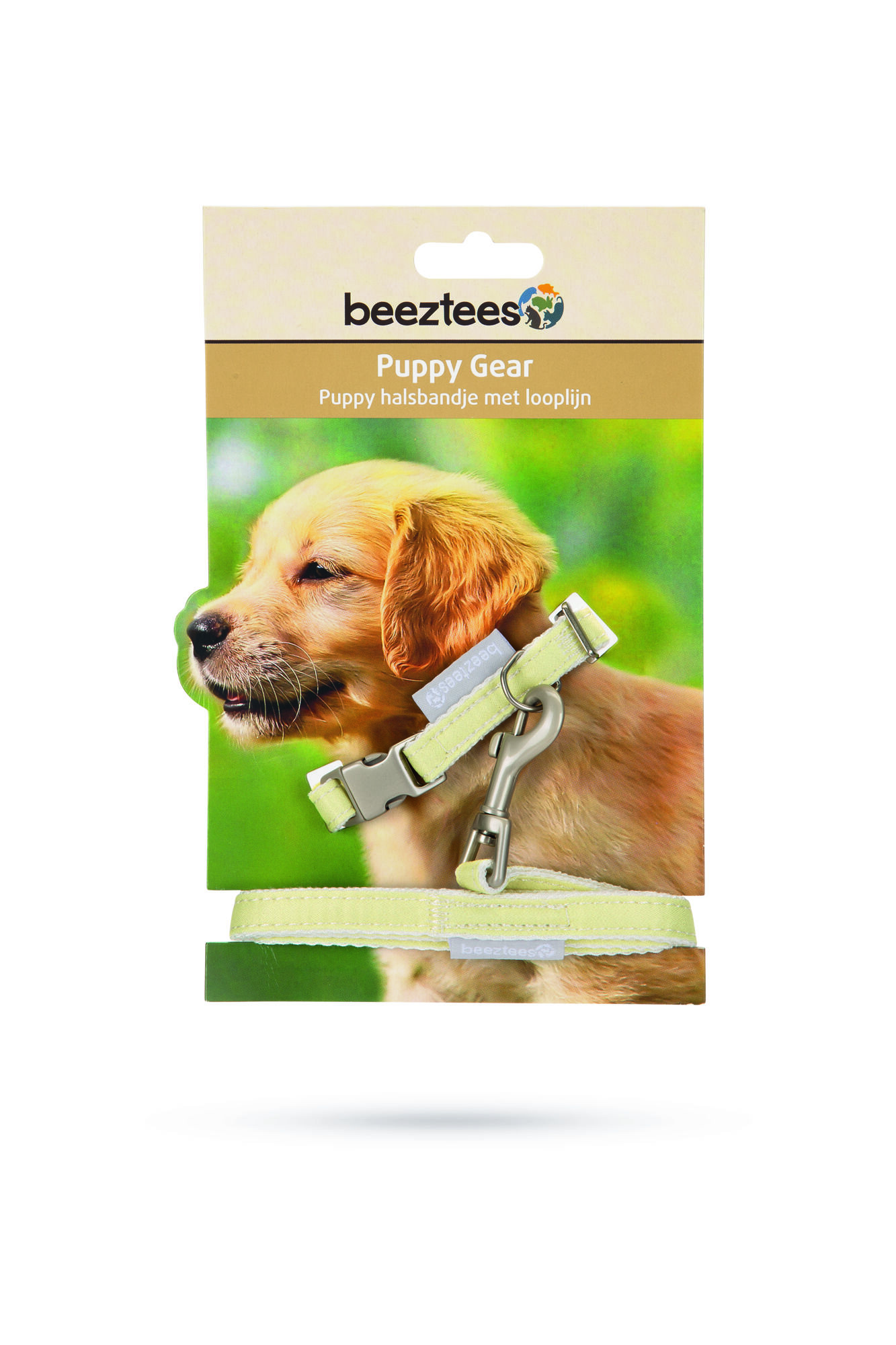Beeztees Set Jicca - Halsband en lijn pup - geel - 10 mm - Small