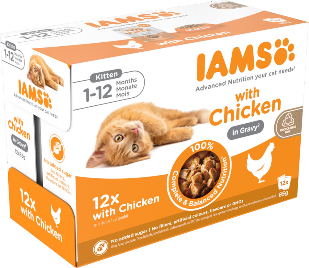 IAMS Kitten - Delights - 12x85 gram - Kip - Vlees - 1,02 kg