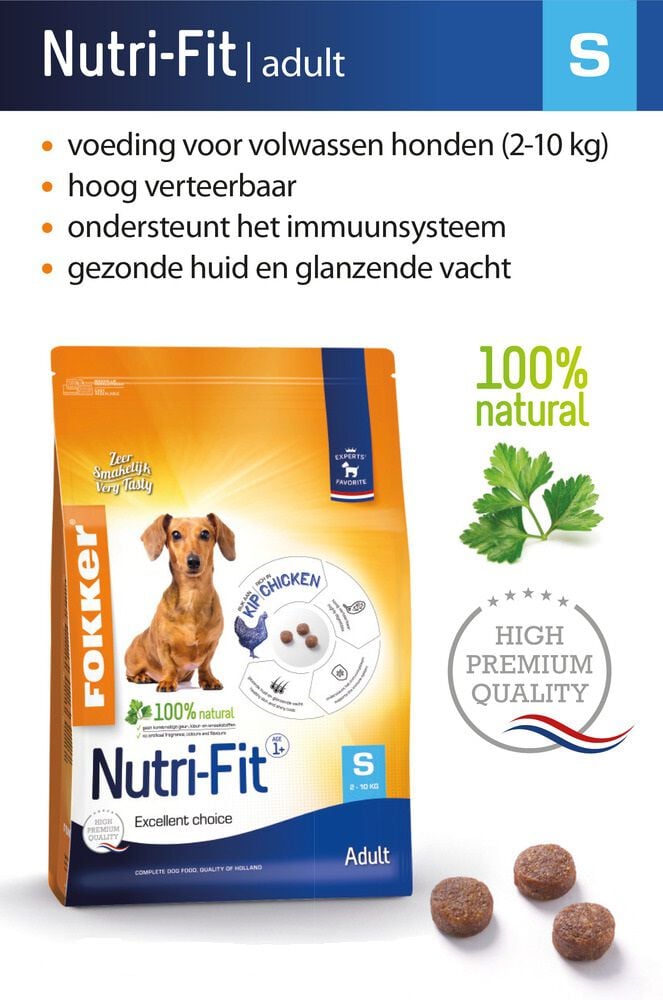 Fokker Nutri-Fit S - Hondenvoer - 7.00 - kip, rijst