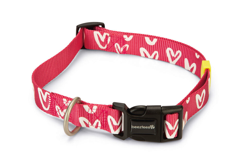 Beeztees Heart - Halsband Hond - roze - 25 mm - 48 tot 70 cm Beeztees Heart - Halsband Hond - roze - 25 mm - 48 tot 70 cm