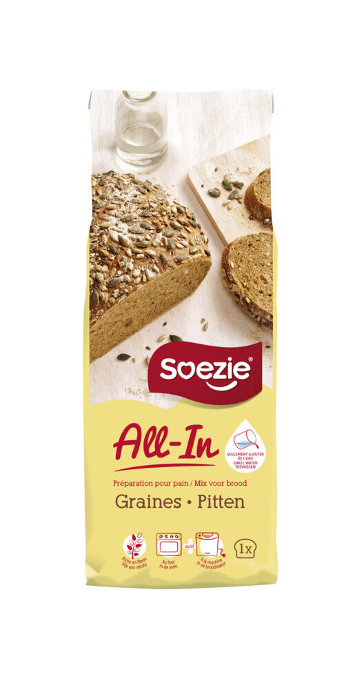 Soezie All-in-mix Brood met pitten - Broodmeel - 500 Soezie All-in-mix Brood met pitten - Broodmeel - 500