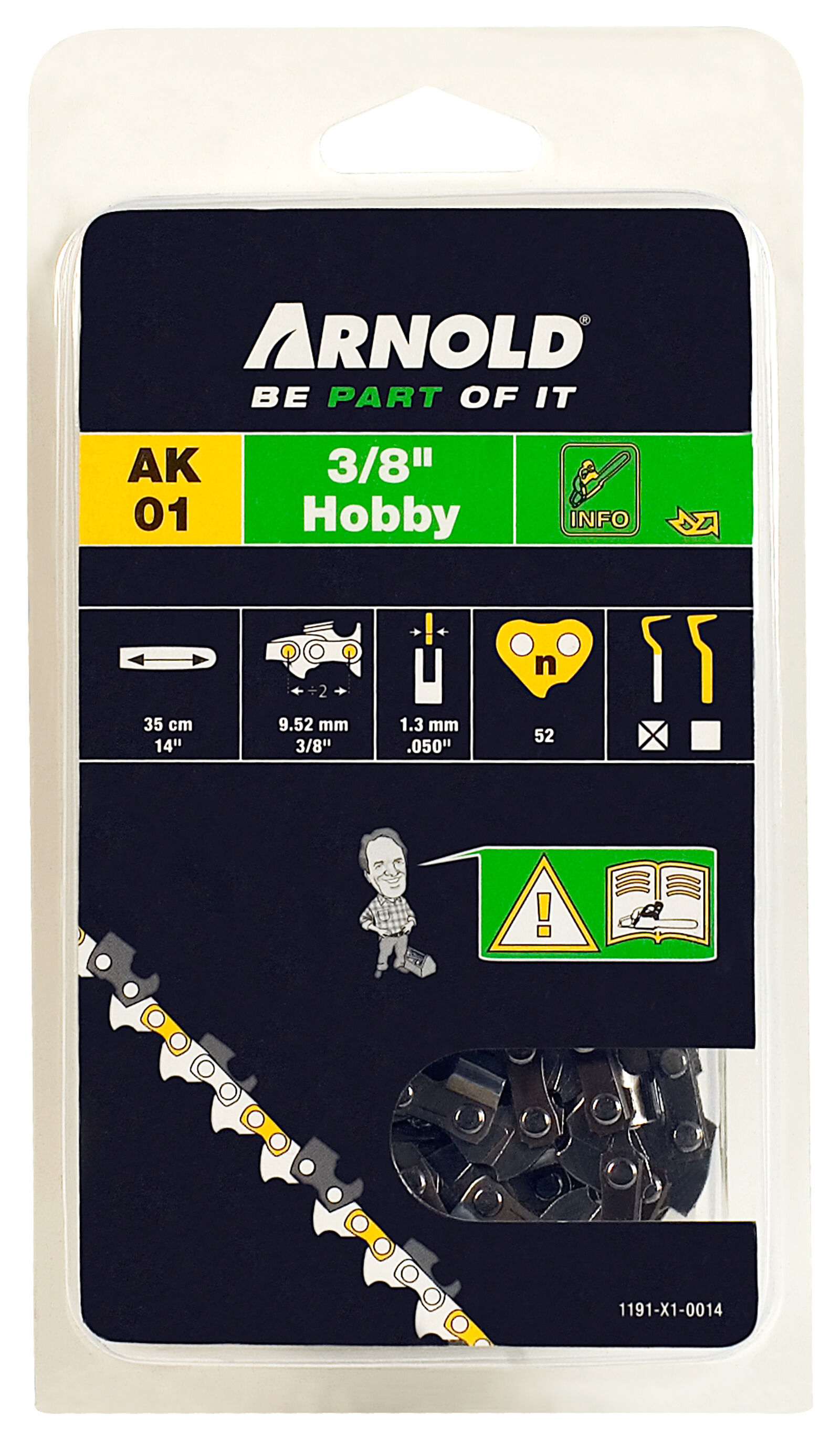 Arnold AK01 3/8 1.3mm 52 schakels - Zaagketting Arnold AK01 3/8 1.3mm 52 schakels - Zaagketting