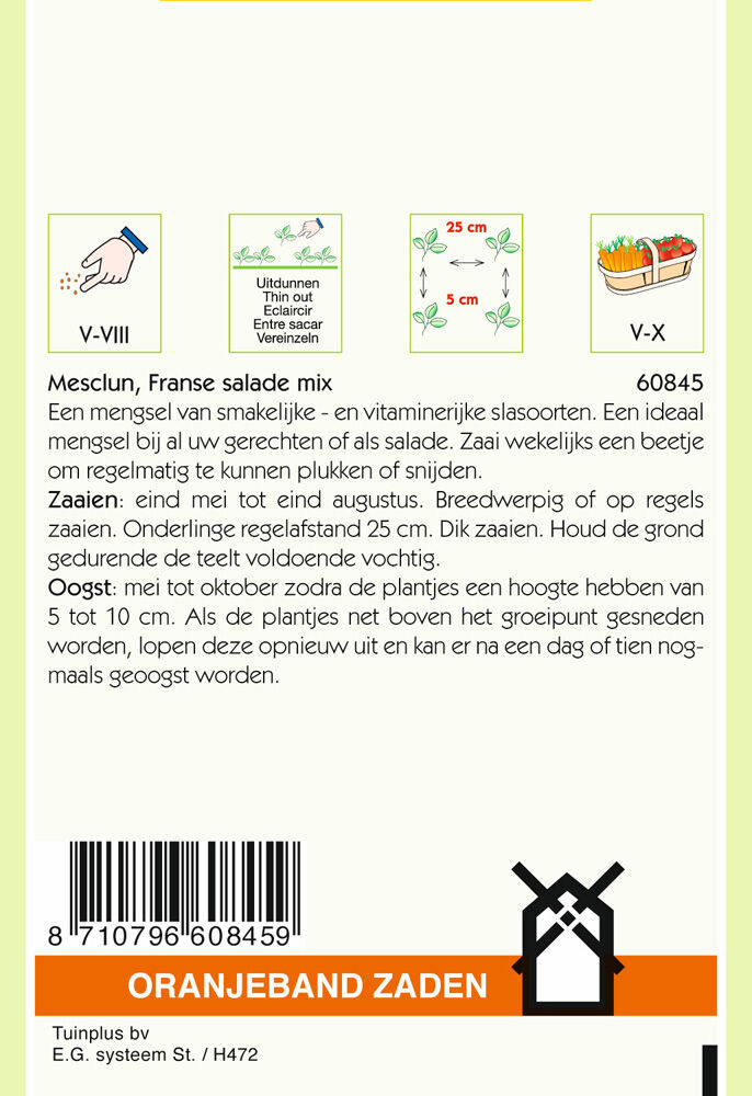 Oranjeband zaden Mesclun Franse Salade Mix - Groentezaden