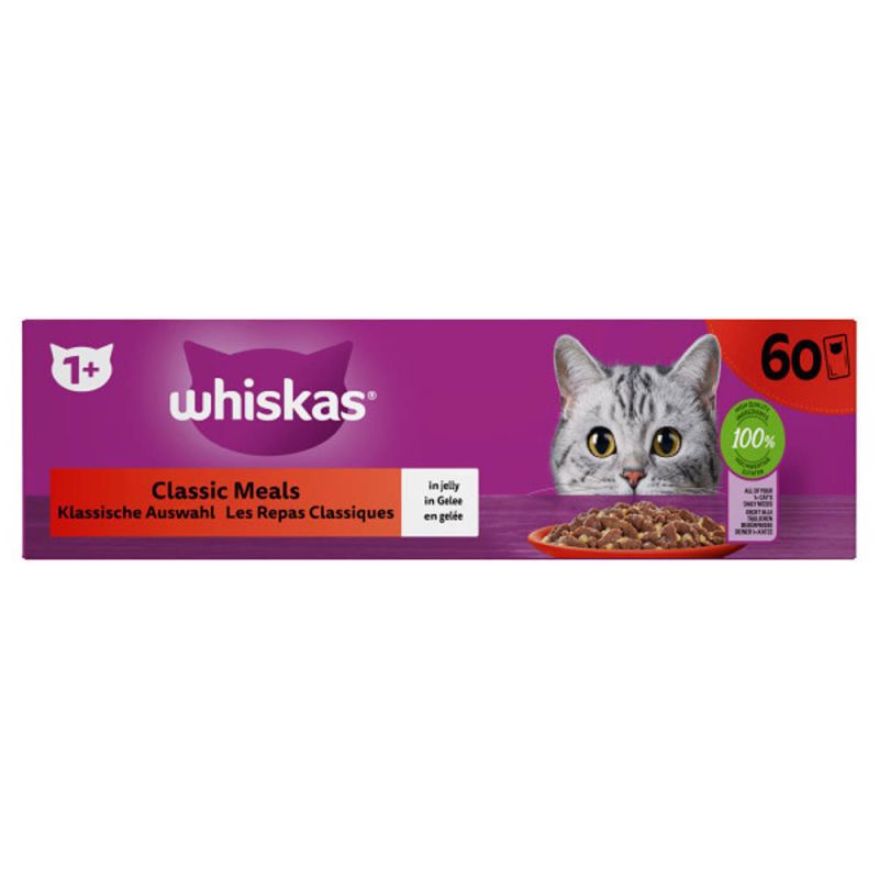 Whiskas Classic Meals in Gelei - Kattenvoer - 60x85 gram - 85 - kip Whiskas Classic Meals in Gelei - Kattenvoer - 60x85 gram - 85 - kip