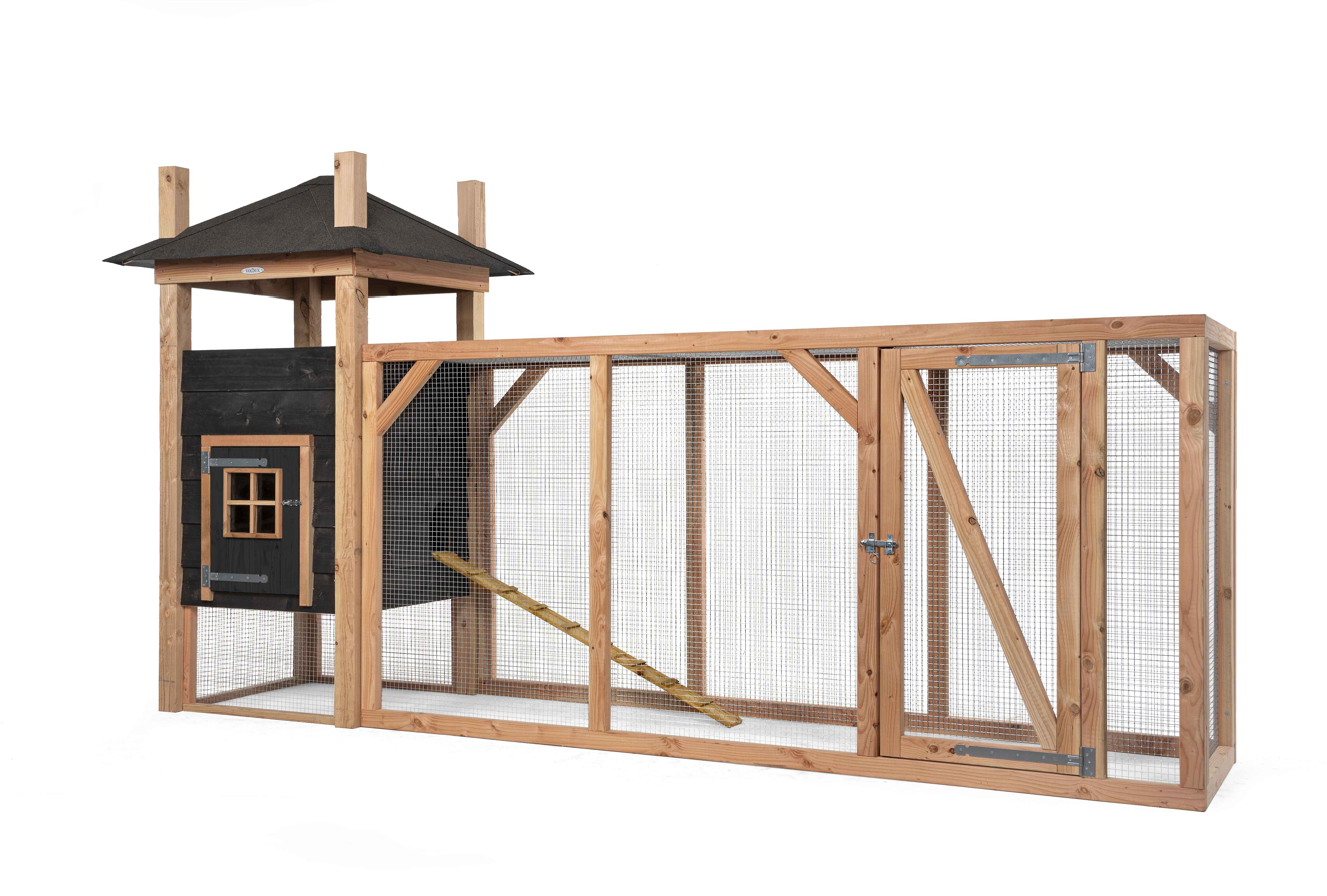 Voldux Hooiberg Bert XL - Kippenhok met ren - 225.00 cm - Zwart - 411.00 cm - 125.00 cm
