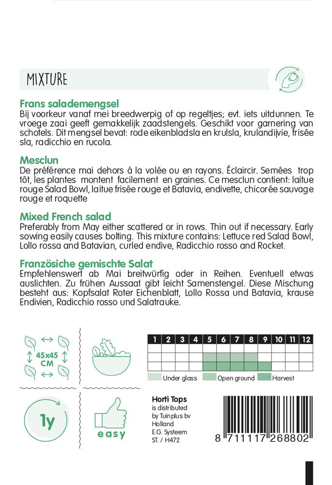 Horti Tops Mesclun Frans salademengsel - Sla
