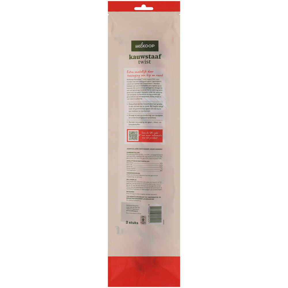 Welkoop - Kauwstaaf Twist - Extra Rund & Kipsmaak - 50.00 cm - 12.10 cm - rund - L - 3.50 cm