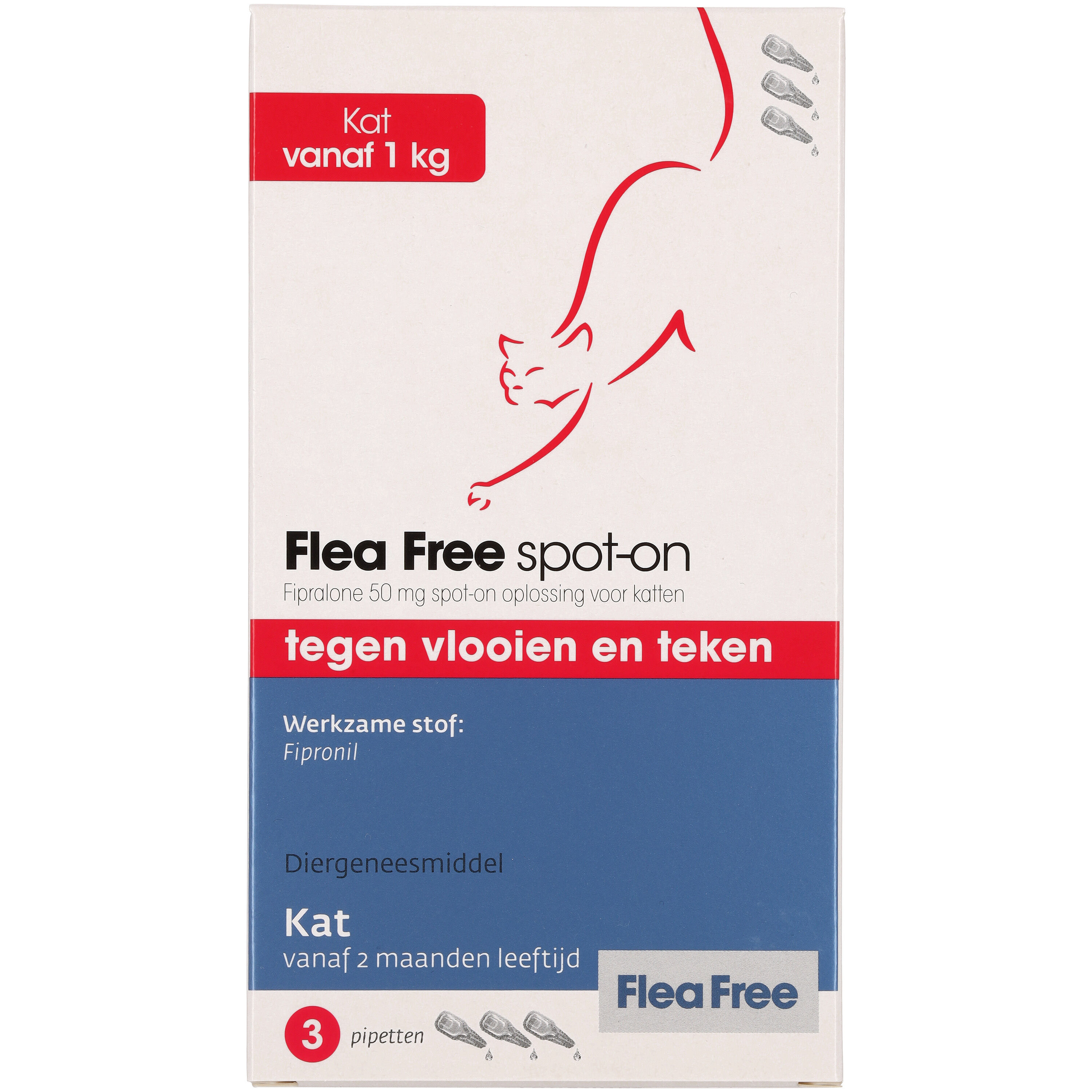 Flea Free Spot-on Kat - Vlooien- en tekenmiddel - 14.60 cm - 8.10 cm - 2.00 cm