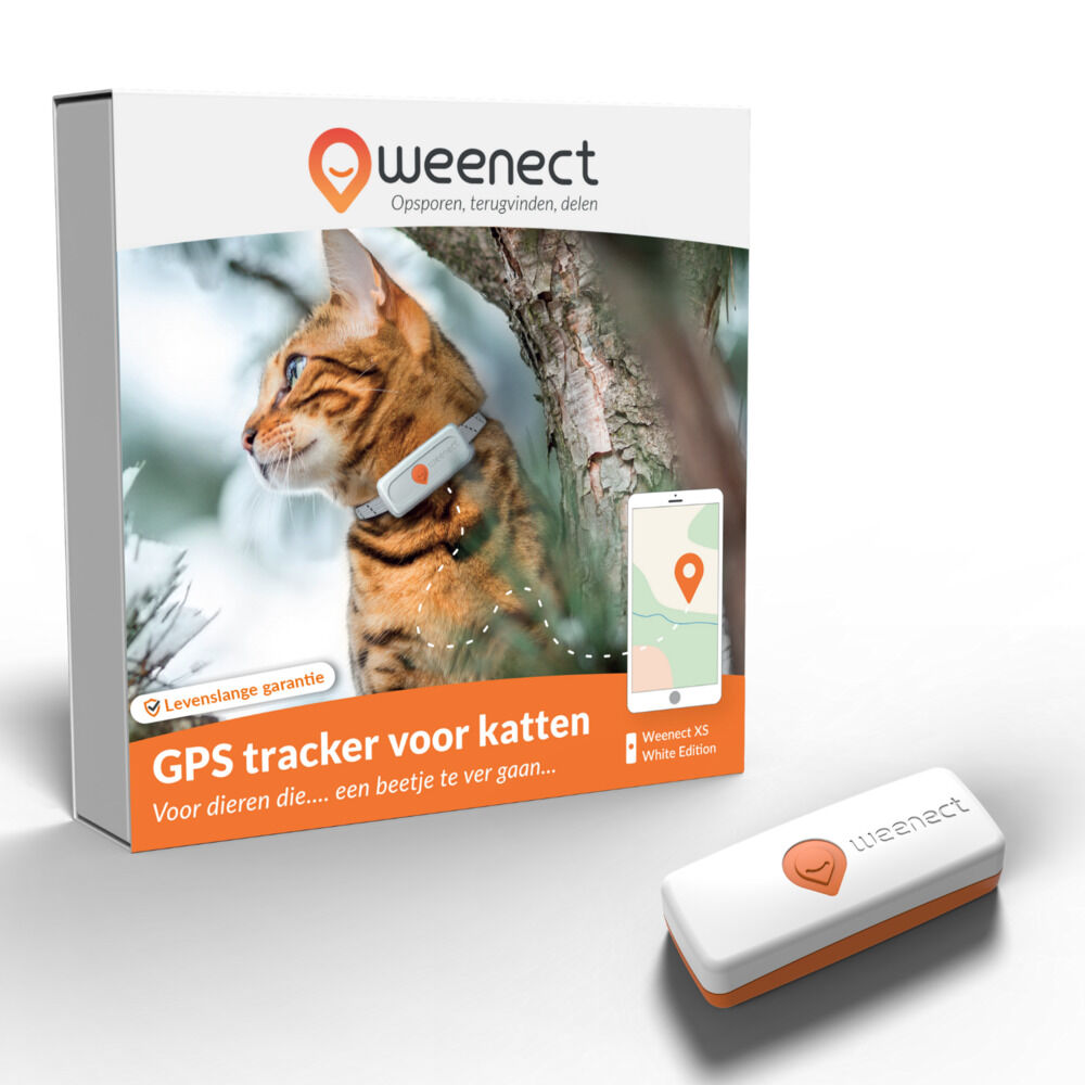 Weenect XS - GPS Tracker Kat - 12.30 cm - Wit/Oranje - 6.00 cm - 3.00 cm