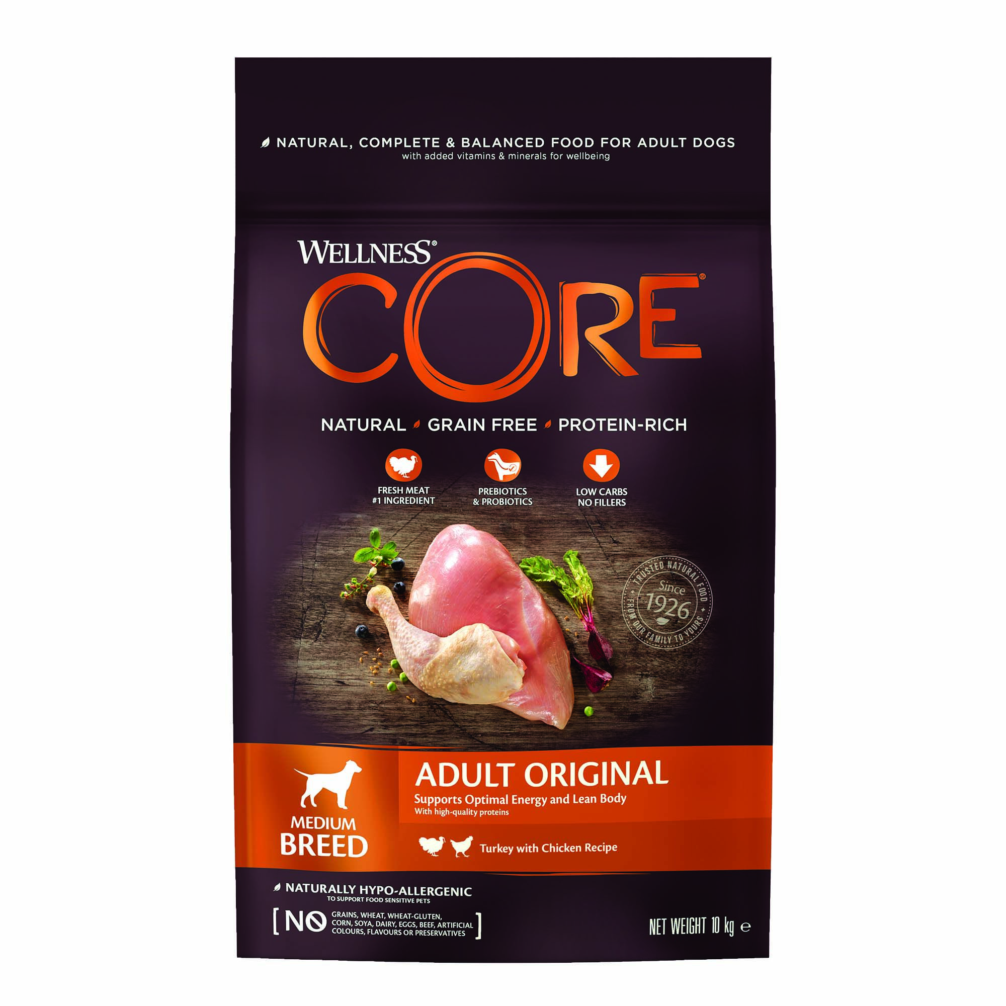 Wellness CORE Adult original Medium-Breed - Hondenvoer - Kalkoen - Kip - 10 kg