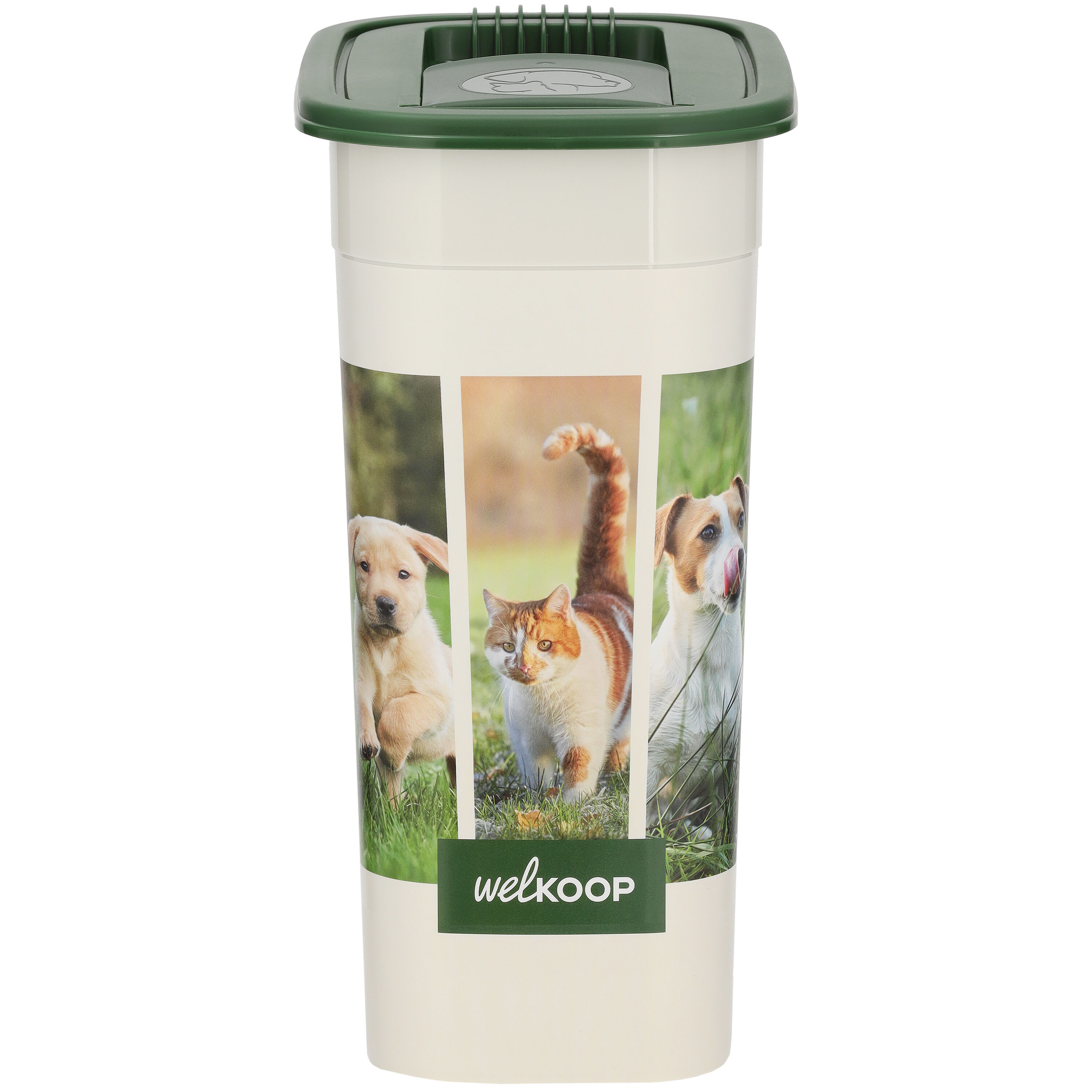 Welkoop - Voerton - 4.10 l - 27.00 cm - Wit Groen - 19.50 cm - 13.60 cm