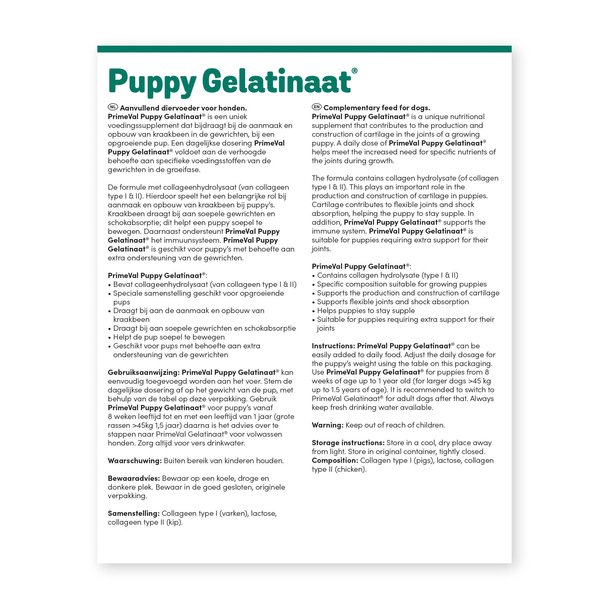 Primeval Gelatinaat Puppy - Voedingssupplement - 350