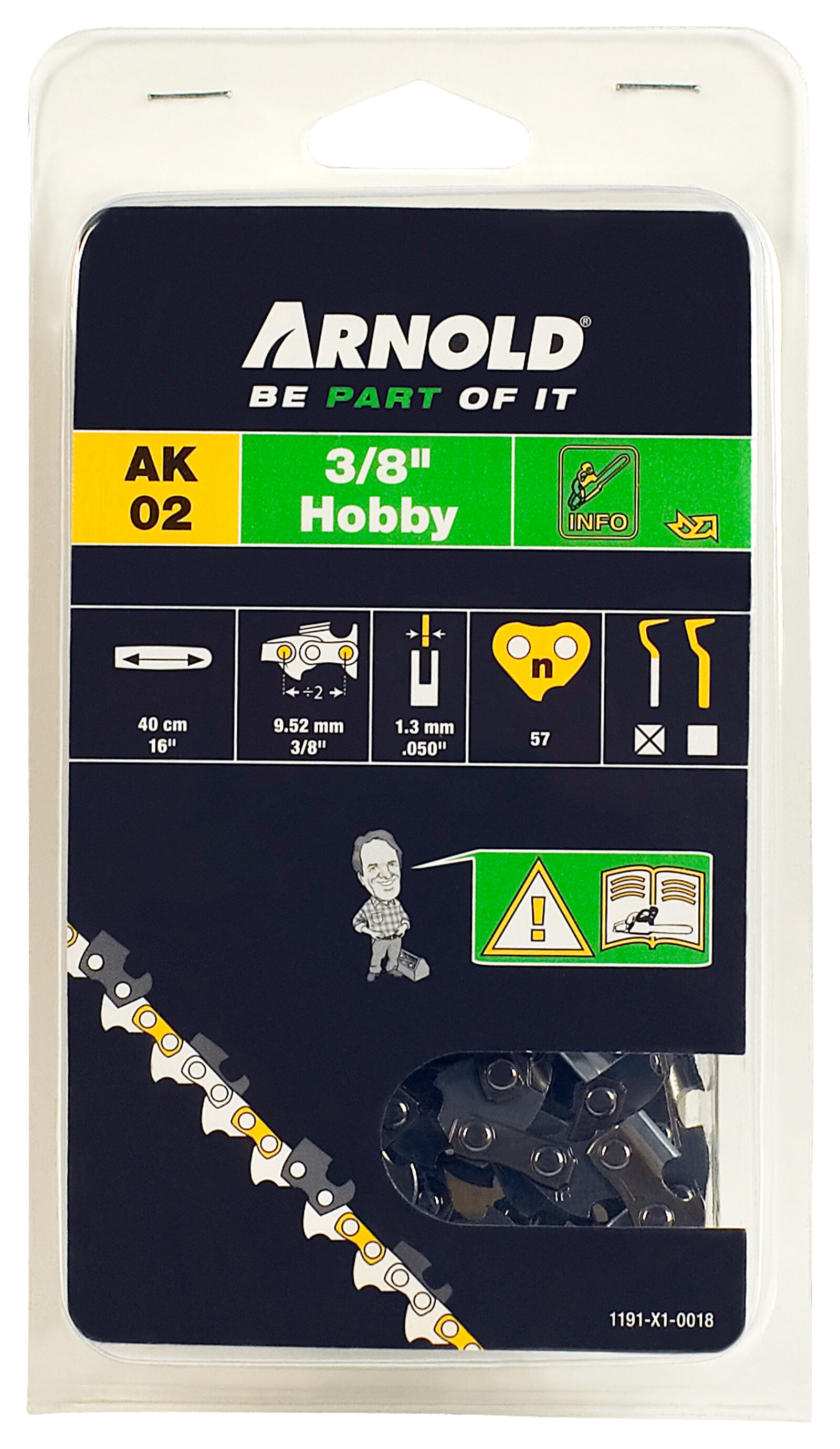 Arnold AK02 3/8 1.3mm 57 schakels - Zaagketting Arnold AK02 3/8 1.3mm 57 schakels - Zaagketting