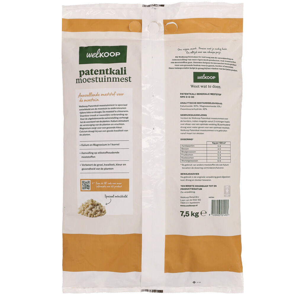 Welkoop - Patentkali Moestuinmest - 75 m2 - 7.5