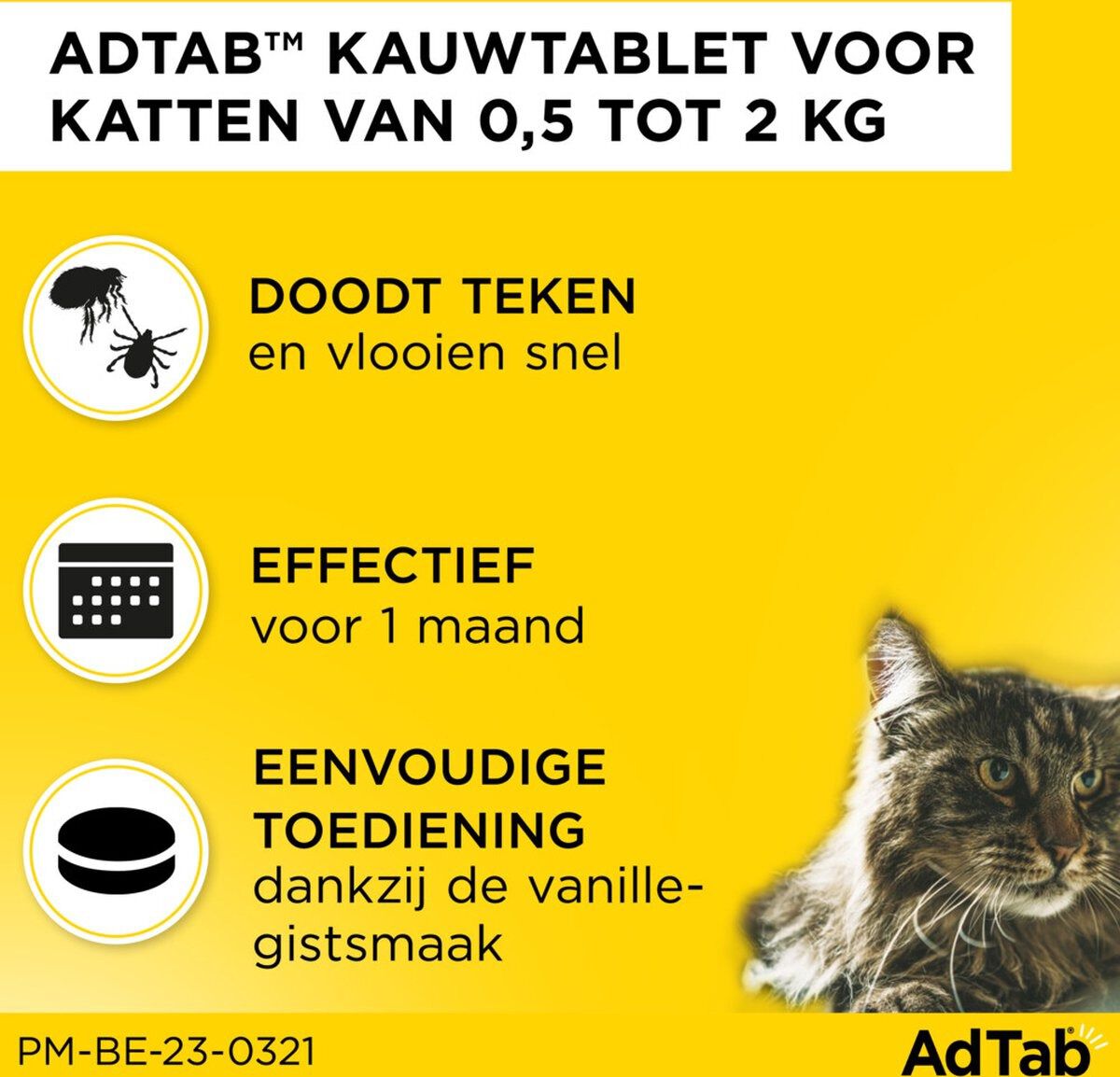 AdTab kauwtabletten kat 0.5-2 kg - Anti vlooien- en tekenmiddel - Klein