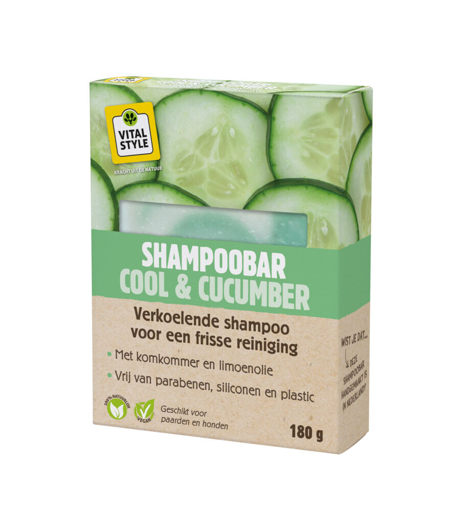 VITALstyle Shampoobar Cool & Cumcumber - Paardenshampoo - 11.00 cm - 180.00 - Groen - 8.00 cm - 2.50 cm