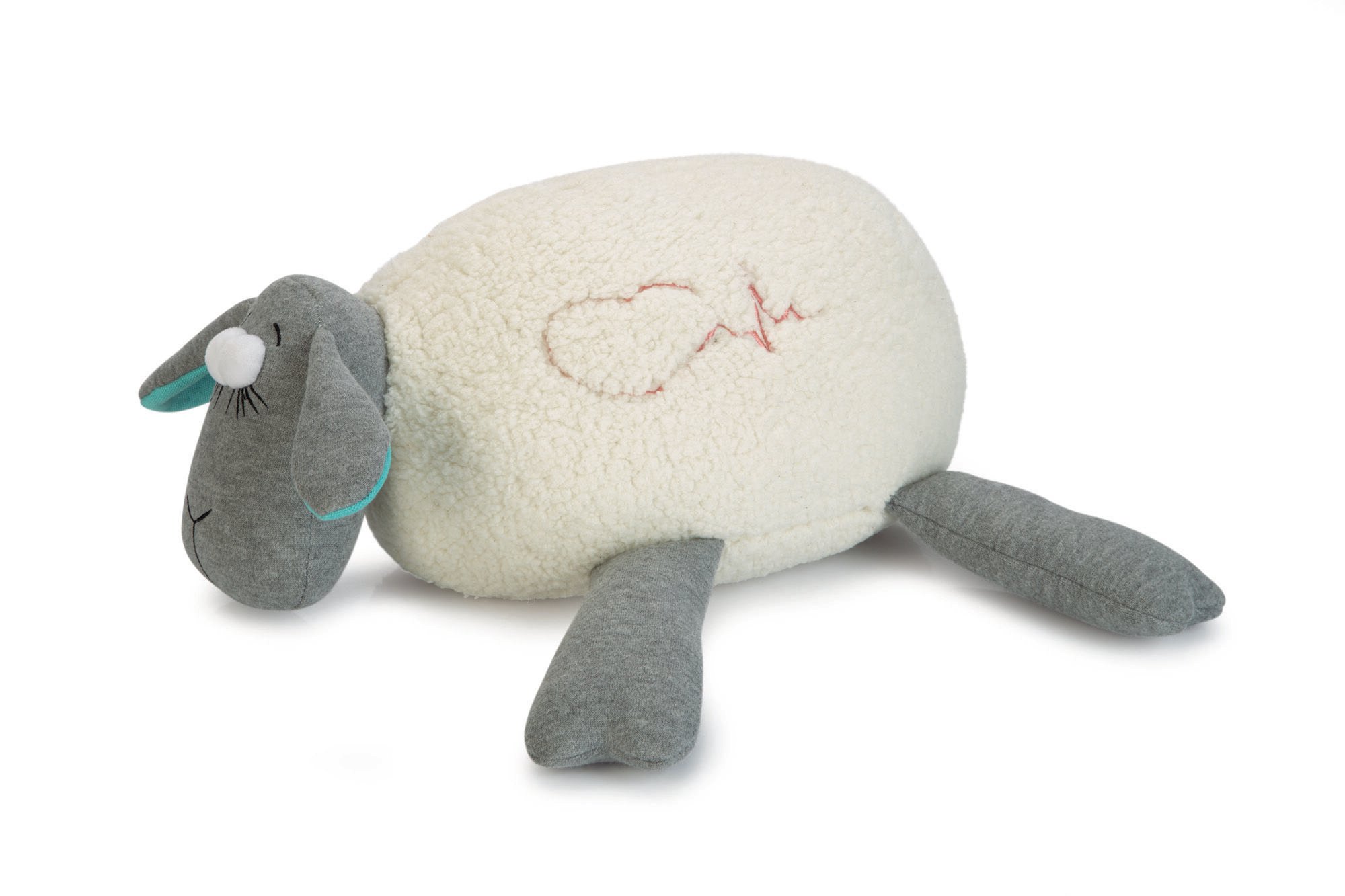 Beeztees Schaap - Knuffel met hartslag - Puppyspeelgoed - Grijs Wit - 14x36x25 cm