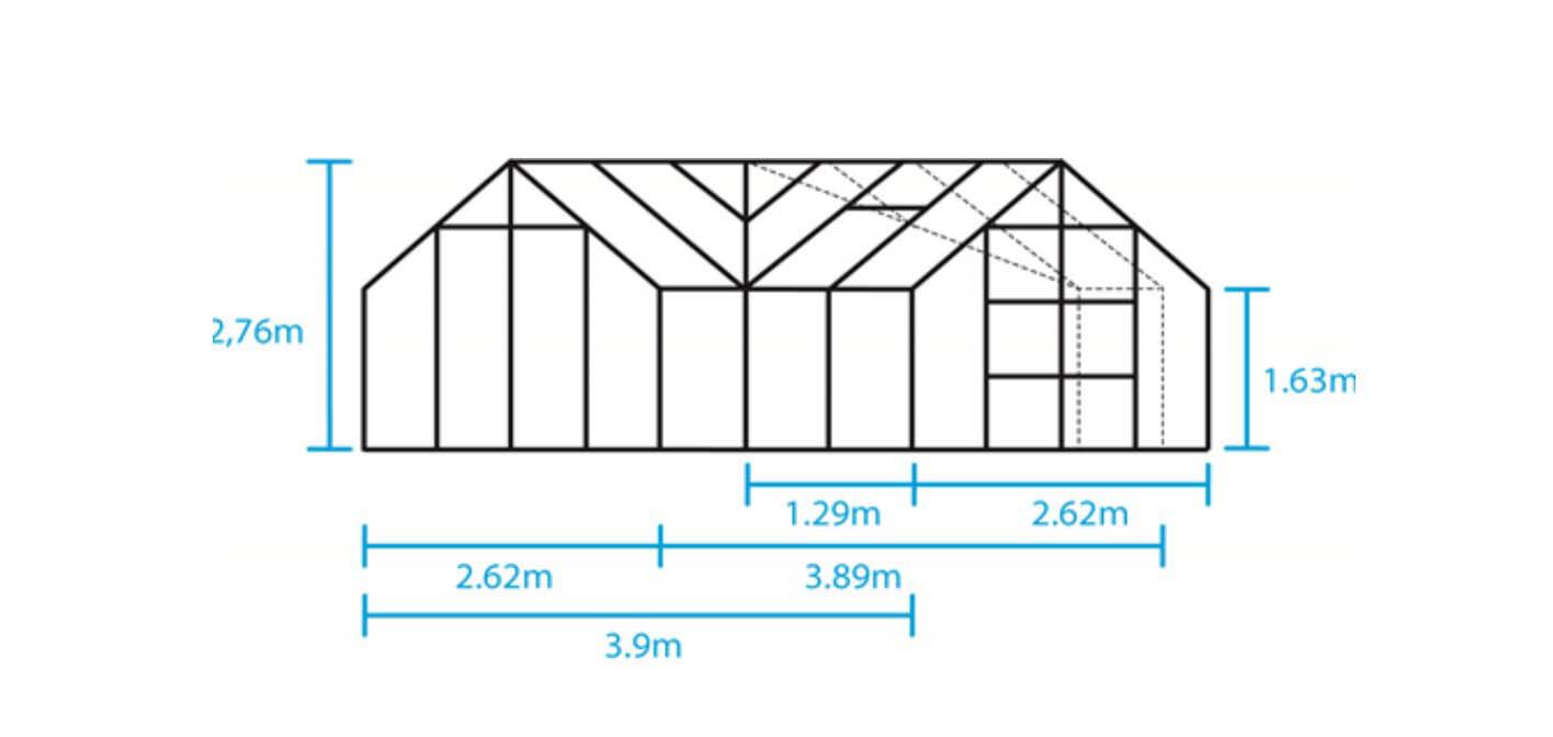 Halls Garden Room 12,9 - Tuinkas - 276.00 cm - Zwart - Veiligheidsglas - 389.00 cm - 391.00 cm