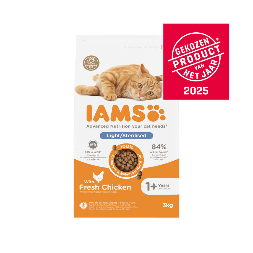 IAMS Light/Sterilised - Kattenvoer - Kip - 3 kg