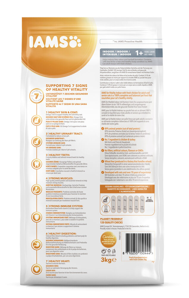 Iams Adult Indoor - Kattenvoer - Kip - 3 kg