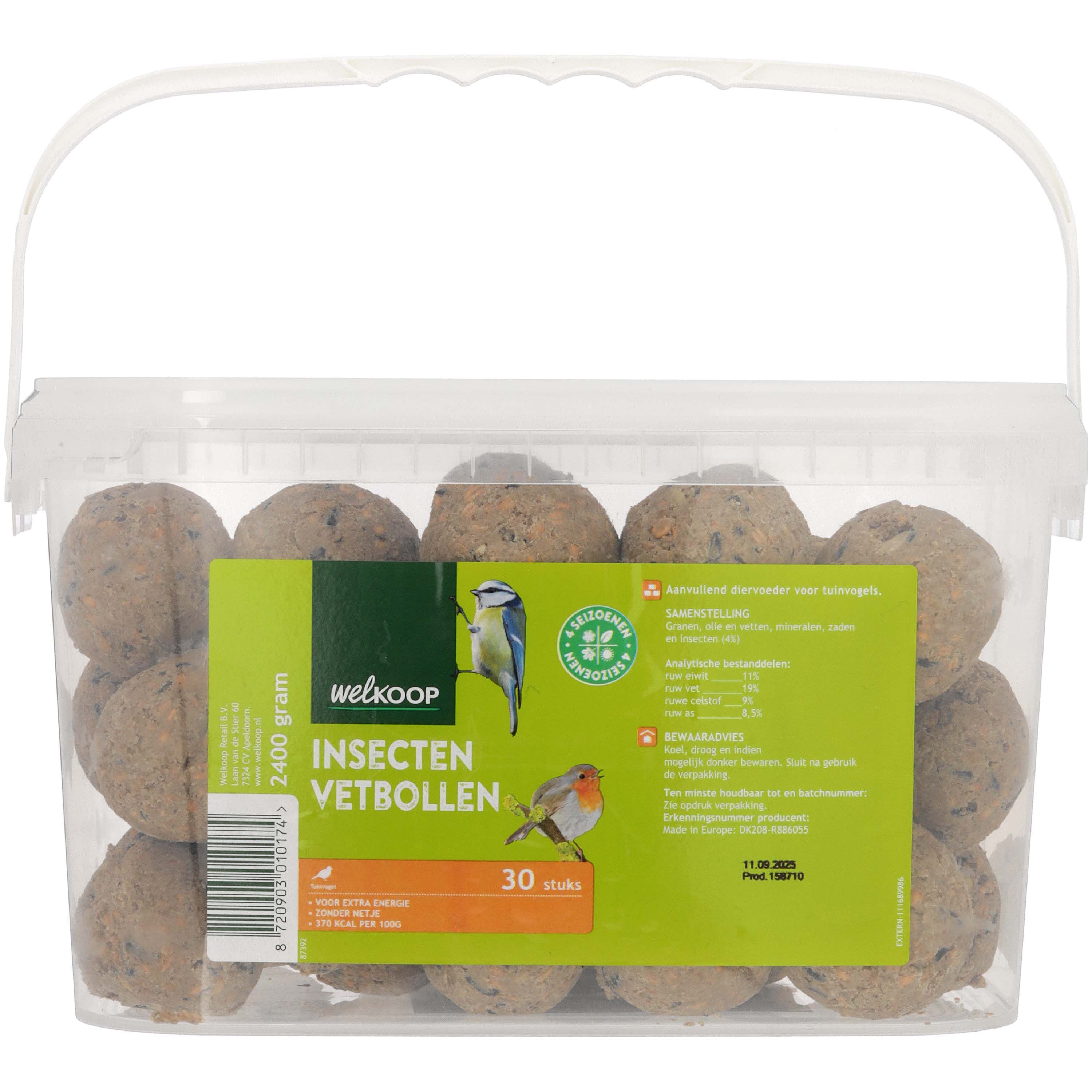 Welkoop Vetbollen met insecten zonder netje - Tuinvogelvoer - 28.70 cm - 19.30 cm - Insect - 16.80 cm
