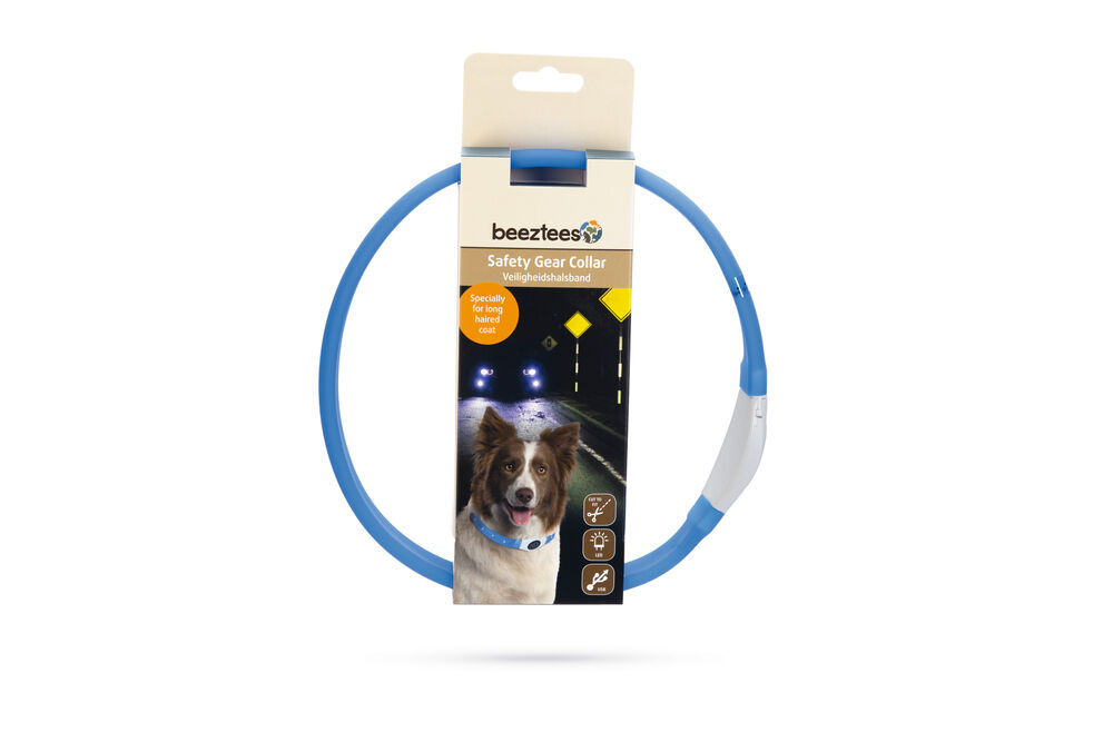Beeztees Safety Gear Glowy USB - Lichtgevende Halsband - Hond - 26.00 cm - blauw - 25 mm - 21.50 cm - 65.00 cm