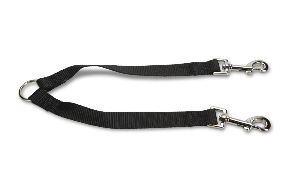 Beeztees - Duo Koppelstuk - Dubbele Hondenriem - 30.00 cm - zwart - 20 mm - 4.20 cm - 2.00 cm