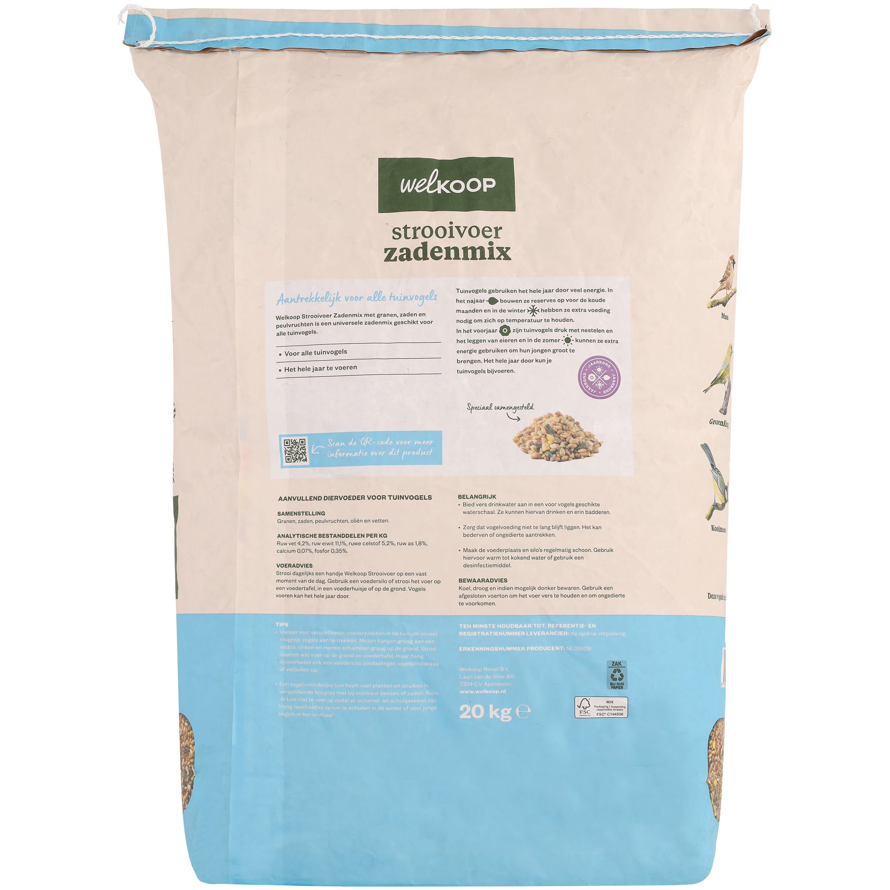 Welkoop - Strooivoer met Zaden - Tuinvogelvoer - 20 - Zadenmix