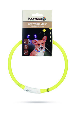 Beeztees Dogini USB - Lichtgevende Halsband  - Hond - 28.00 cm - geel - 10 mm - 20.00 cm - Medium - 70.00 cm