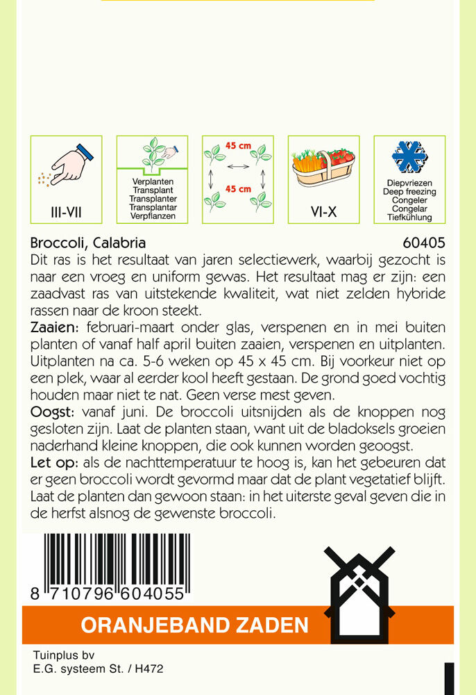 Oranjeband zaden Broccoli Calabria - Groentezaden