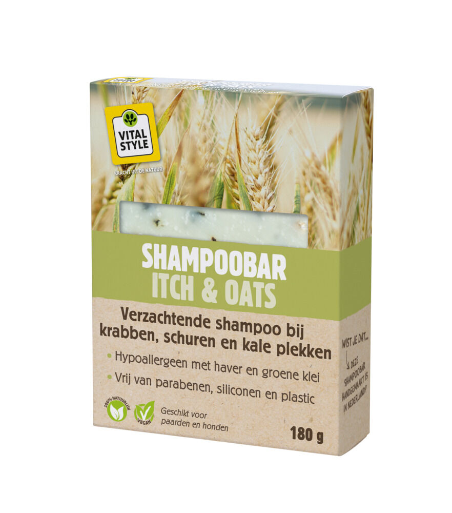 VITALstyle Shampoobar Itch & Oats - Paardenshampoo - 11.00 cm - 180.00 - Olijfgroen - 8.00 cm - 2.50 cm
