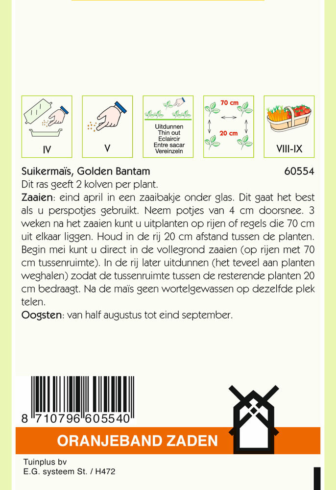Oranjeband zaden Suikermais Golden Bantam - Groentezaden